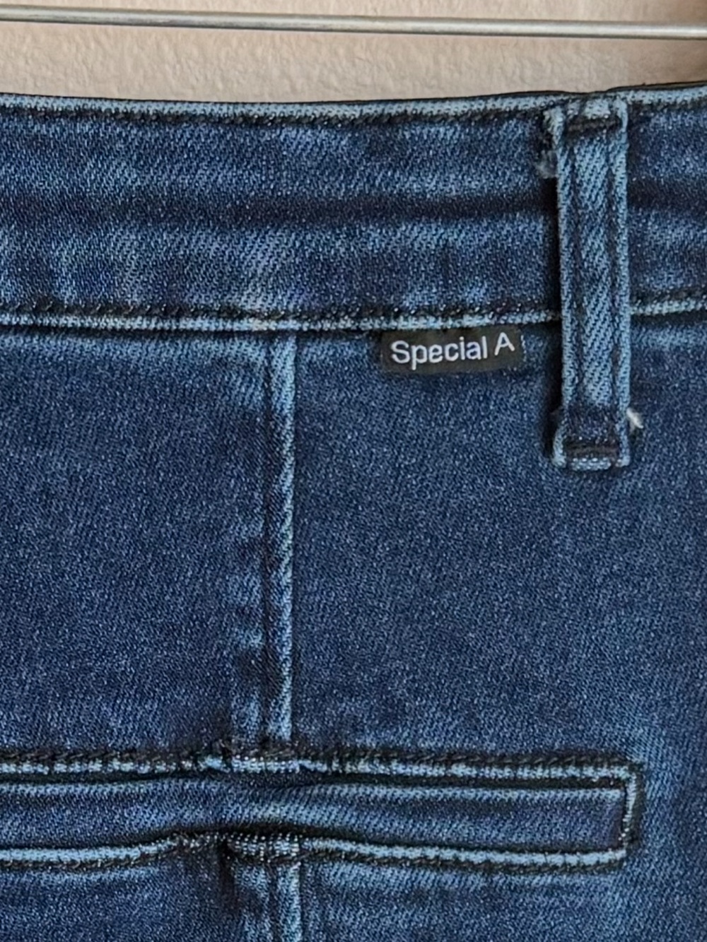 Special A Super Flare Jeans Size 11/30 Dark Wash Stretchy High Wasted Banded Hem - Picture 9 of 16